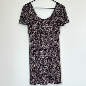 Black and Pink Floral Mini Dress - Size: Large